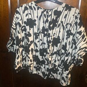 Black & White ZARA floral blouse